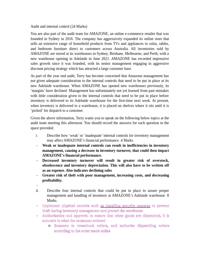 COMM 1140 Audit and Internal Control | PDF | Inventory | Audit