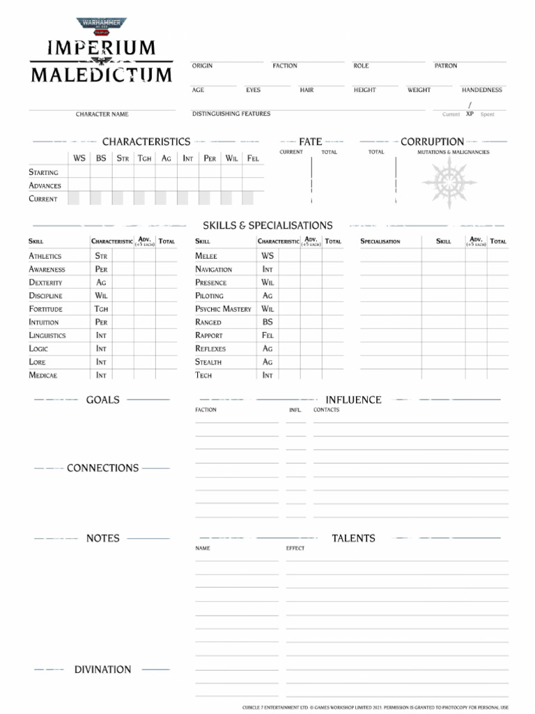 Im Character Sheet Printer Friendly 230323 1 Pdf