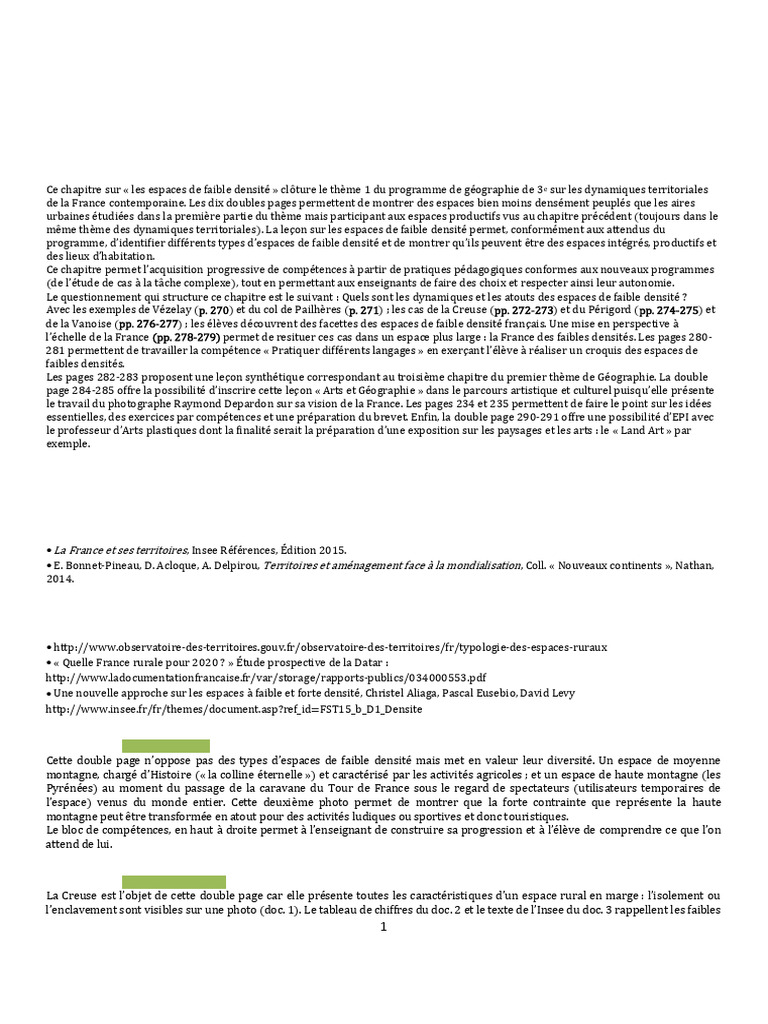 Atouts des espaces de faible densité en France | PDF | France | Tourisme