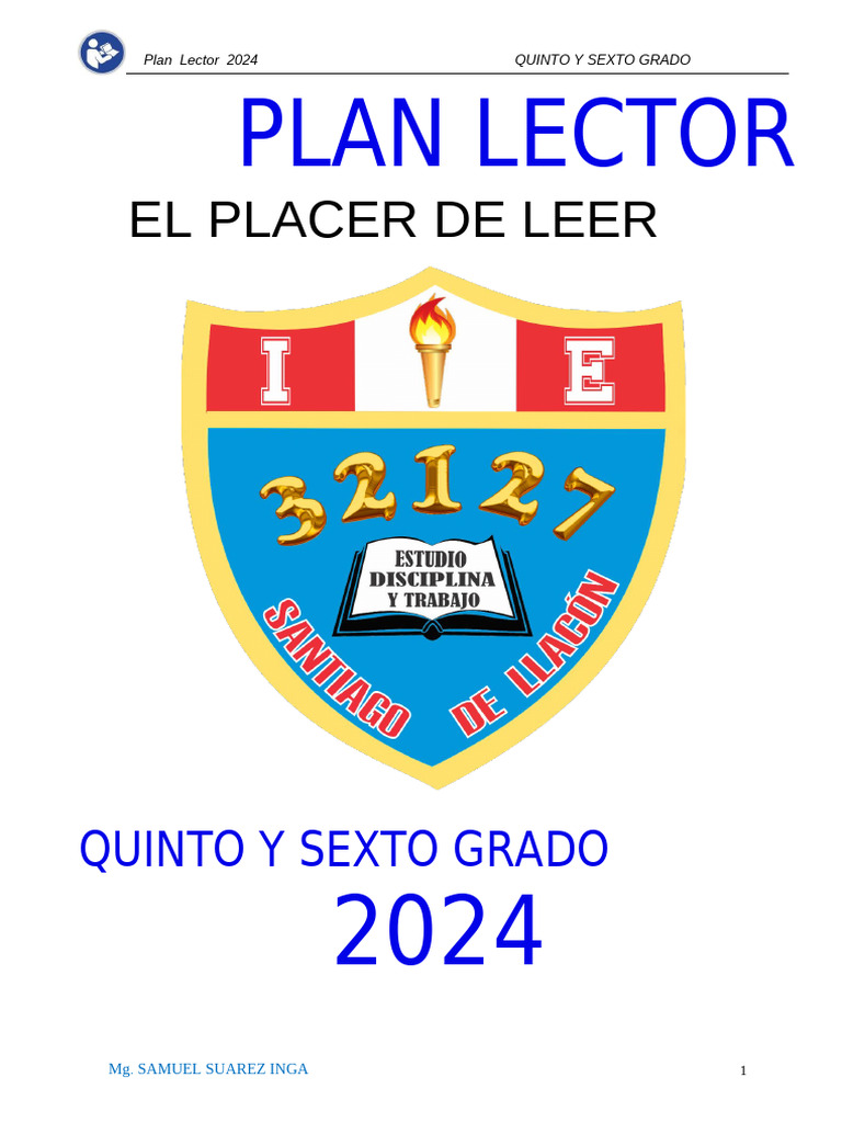 Plan Lector 2024 para Quinto y Sexto Grado | PDF | Maestros | Salón de ...
