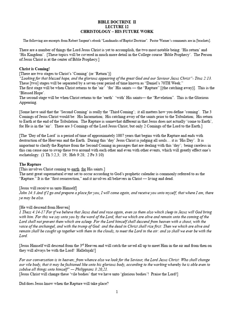 Lecture 12 | PDF | Second Coming | Rapture