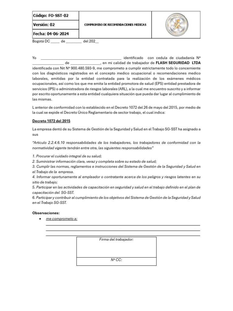 Compromiso Médico Laboral en SG-SST | PDF | Negocios