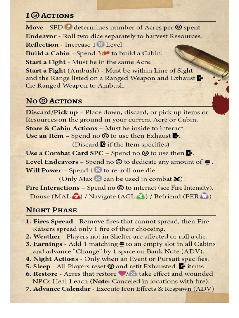 Bantam West Reference Card | PDF
