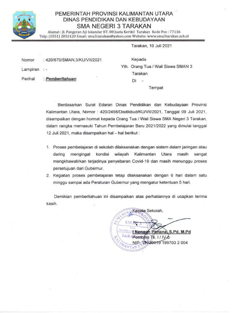 Surat Edaran Belajar Daring20210710 - 13162992 | PDF