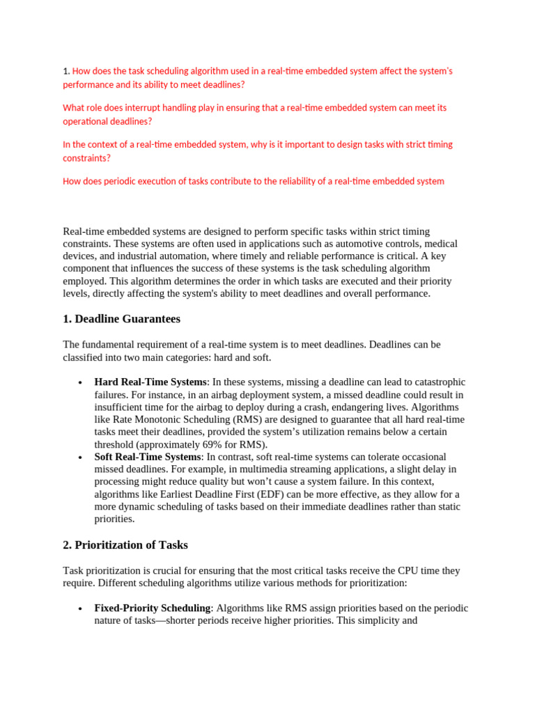 Real-Time Embedded System Scheduling Insights | PDF | Error Detection ...
