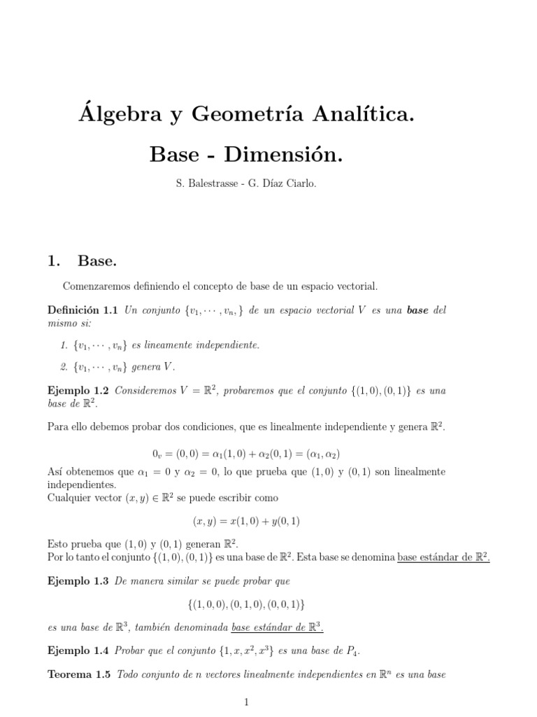 Ap. Base - Dimensión | PDF | Base (álgebra lineal) | Espacio vectorial