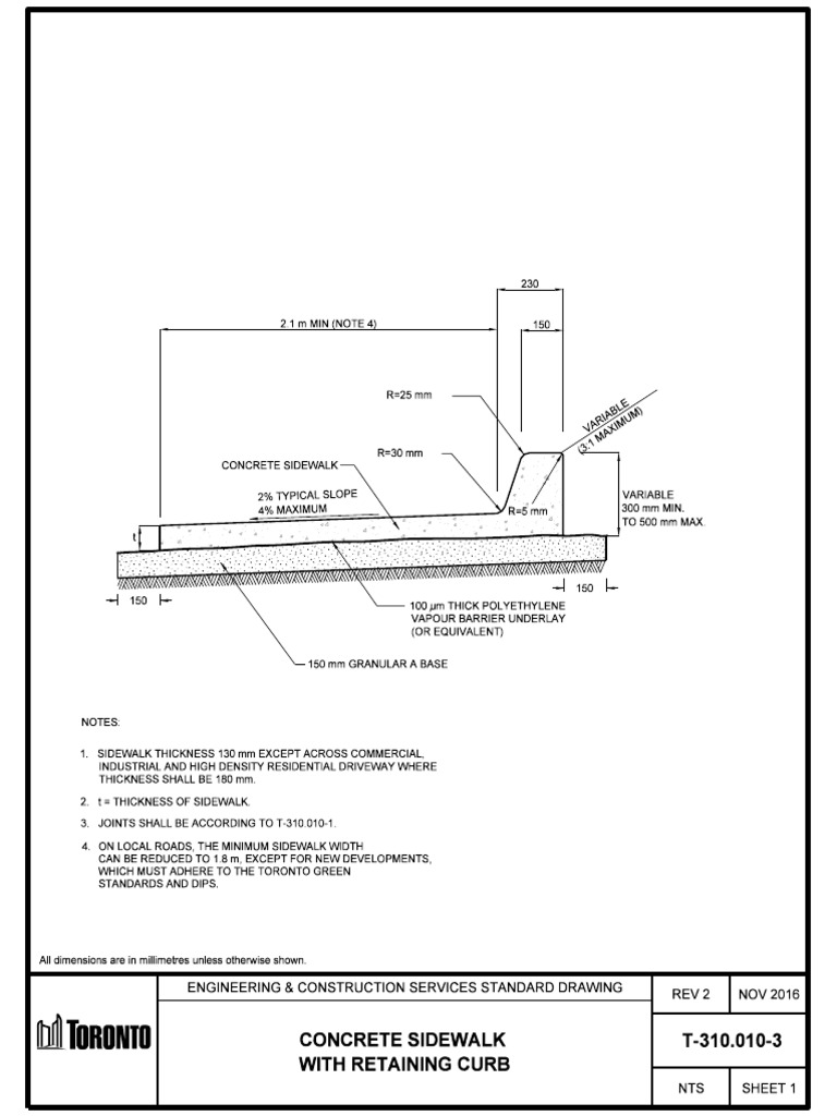 Concrete Sidewalk Specifications T-310.010 | PDF | Road Infrastructure ...