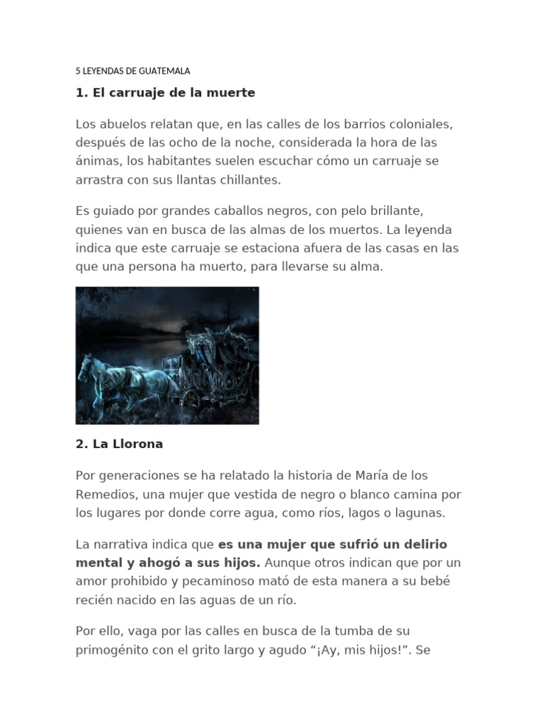 5 Leyendas Cortas de Guatemala | PDF