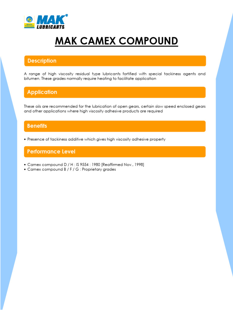 Mak Camex Compound | PDF | Viscosity | Secondary Sector Of The Economy