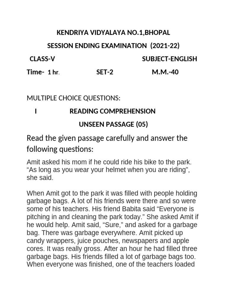 Class 10 English Set 2 5 3 Solution