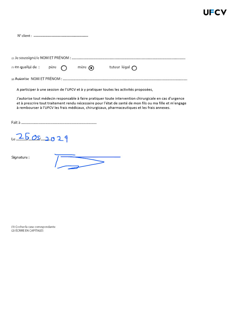 Autorisation parentale pour BAFA UFCV | PDF