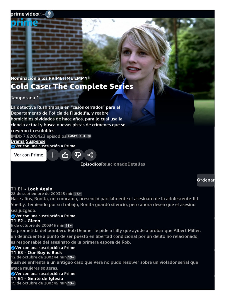Prime Video - Cold Case - The Complete First Season | PDF | Caso frio