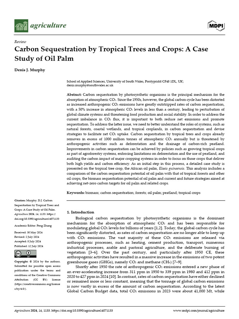 Carbon Sequestration by Tropical Trees and Crops | PDF | Carbon ...
