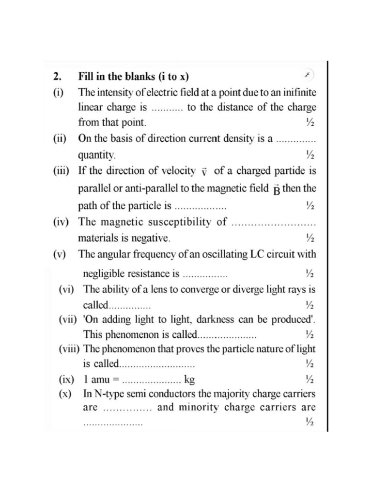 Physics - Fill in The Blanks 4 | PDF
