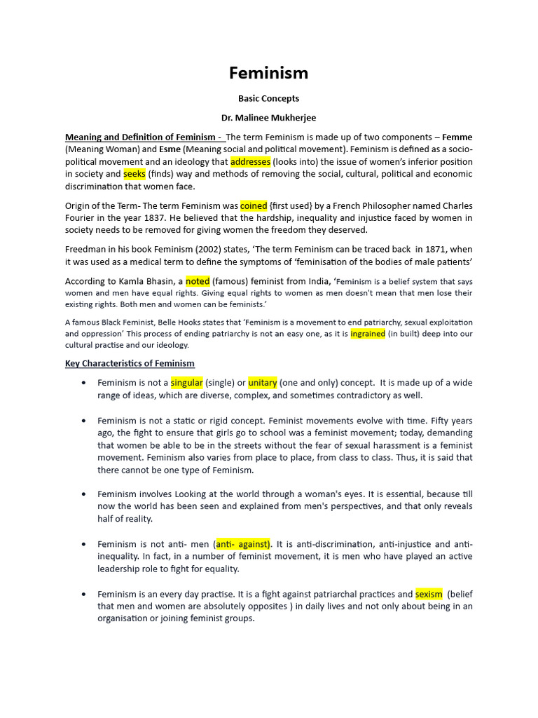 Understanding Feminism: Key Concepts | PDF | Gender Studies | Feminism