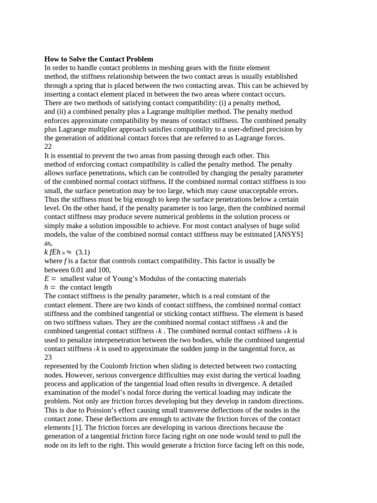 How To Solve Contact Stress Problem | PDF | Friction | Stiffness