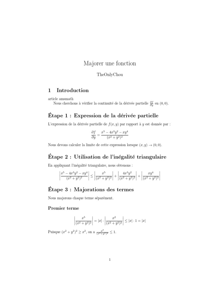 Continuité de la dérivée partielle en (0,0) PDF Calcul Objets — free download