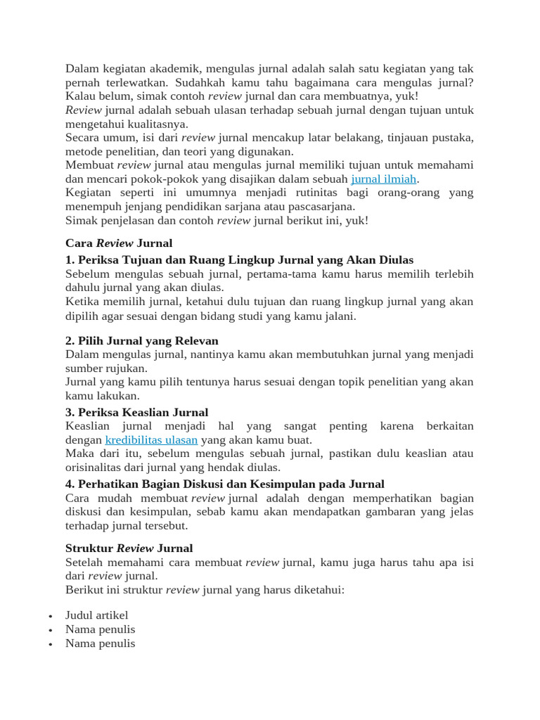 Contoh cara mereview jurnal pdf
