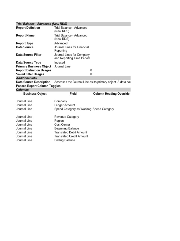 Advanced Trial Balance Report Overview | PDF | Data | Computer Programming