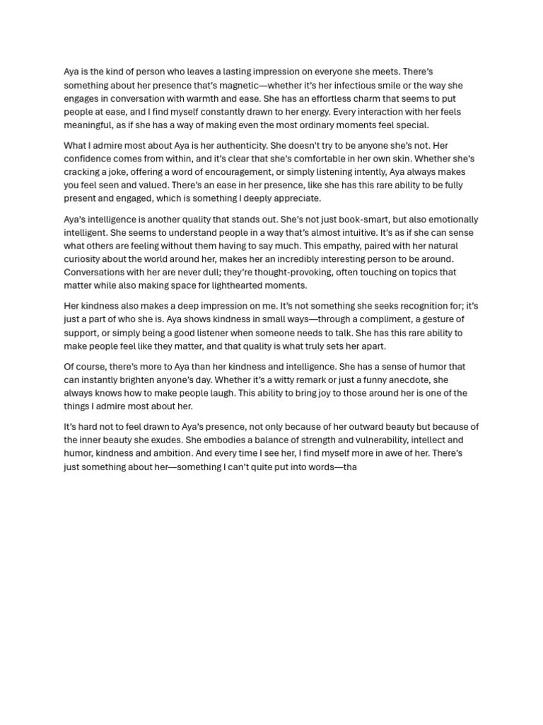 Admiring Aya: A Love Letter | PDF | Humour | Psychology