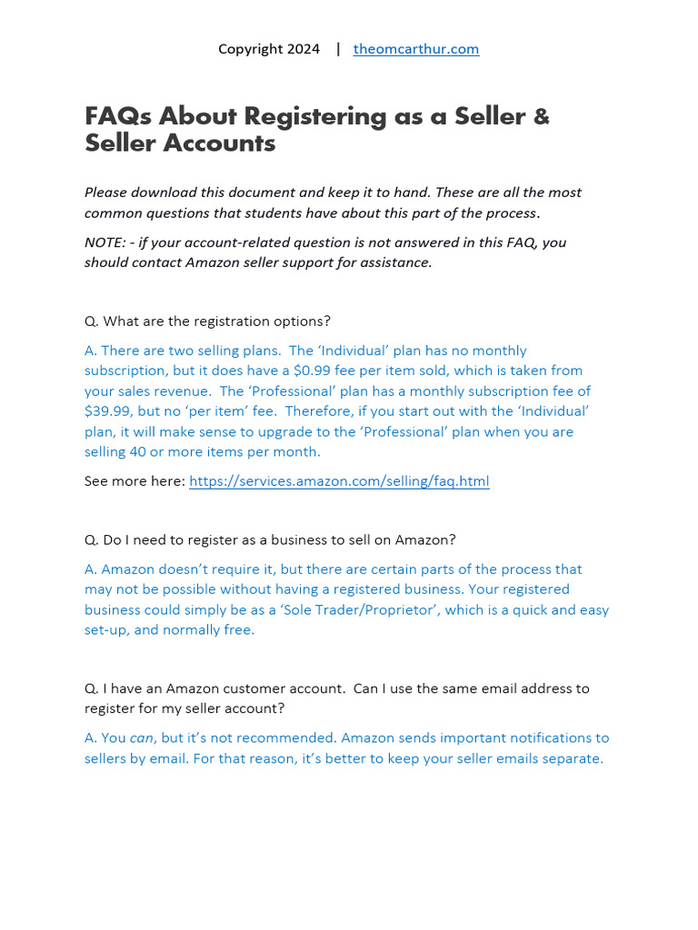 FAQs About Registering As A Seller V12 | PDF | Identity Document | Business