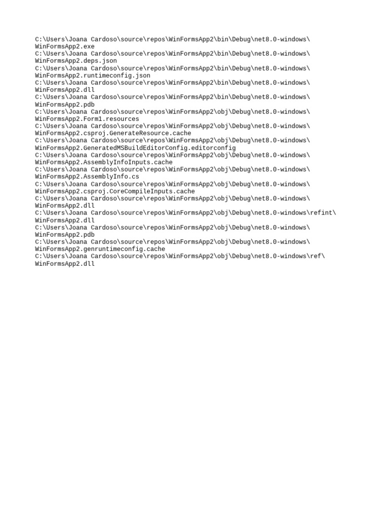 WinFormsApp2 Debug Files Overview | PDF