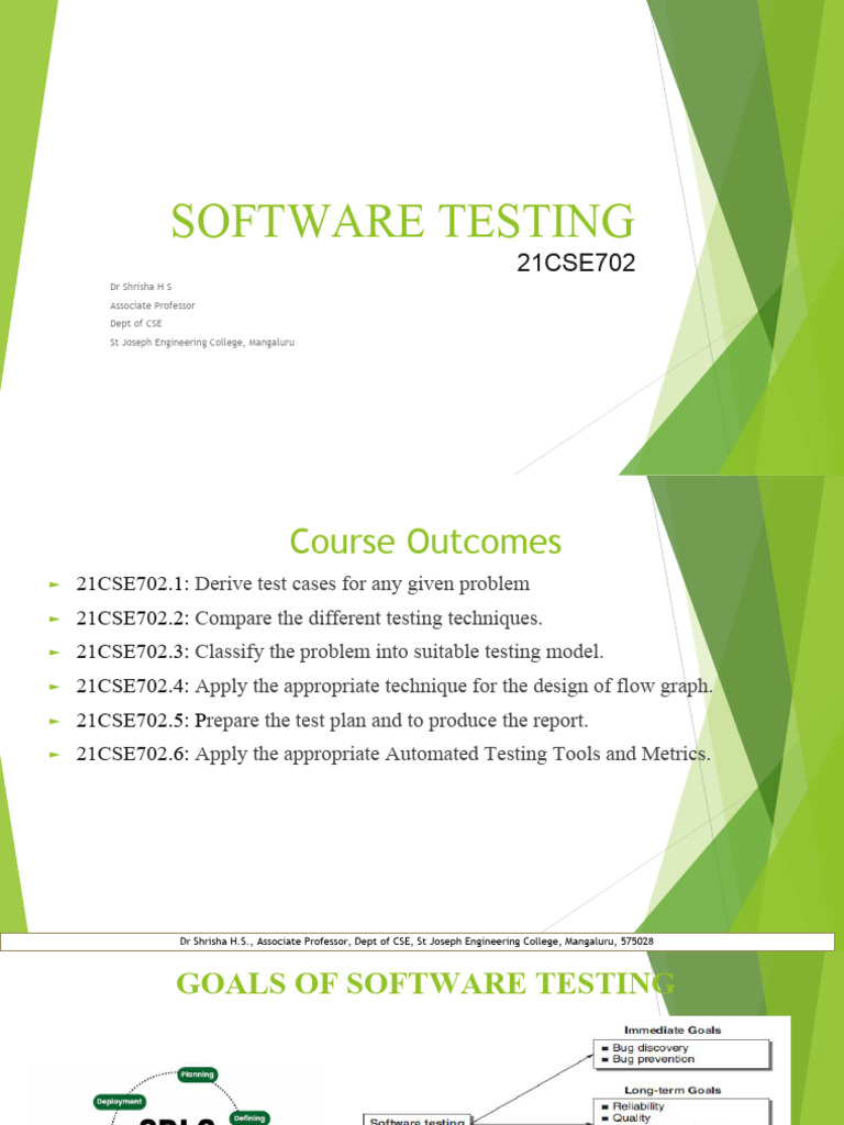 Softwqare tesing mod1 ppt pdf software testing software bug