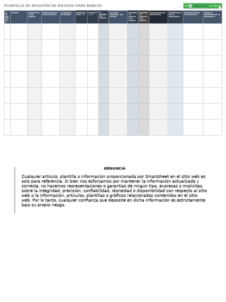 Plantilla de Registro de Riesgos Bancarios | PDF