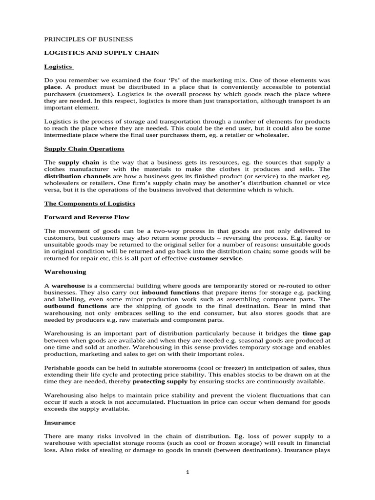 Business Logistics and Supply Chain Essentials | PDF | Transport | Cargo