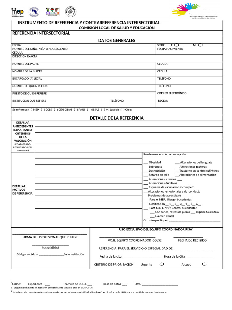 Referencia Intersectorial RISA MEP | PDF