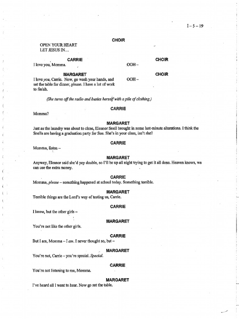 Carrie The Musical Pdf | Carrie Musical Script Pdf – CACTPZ