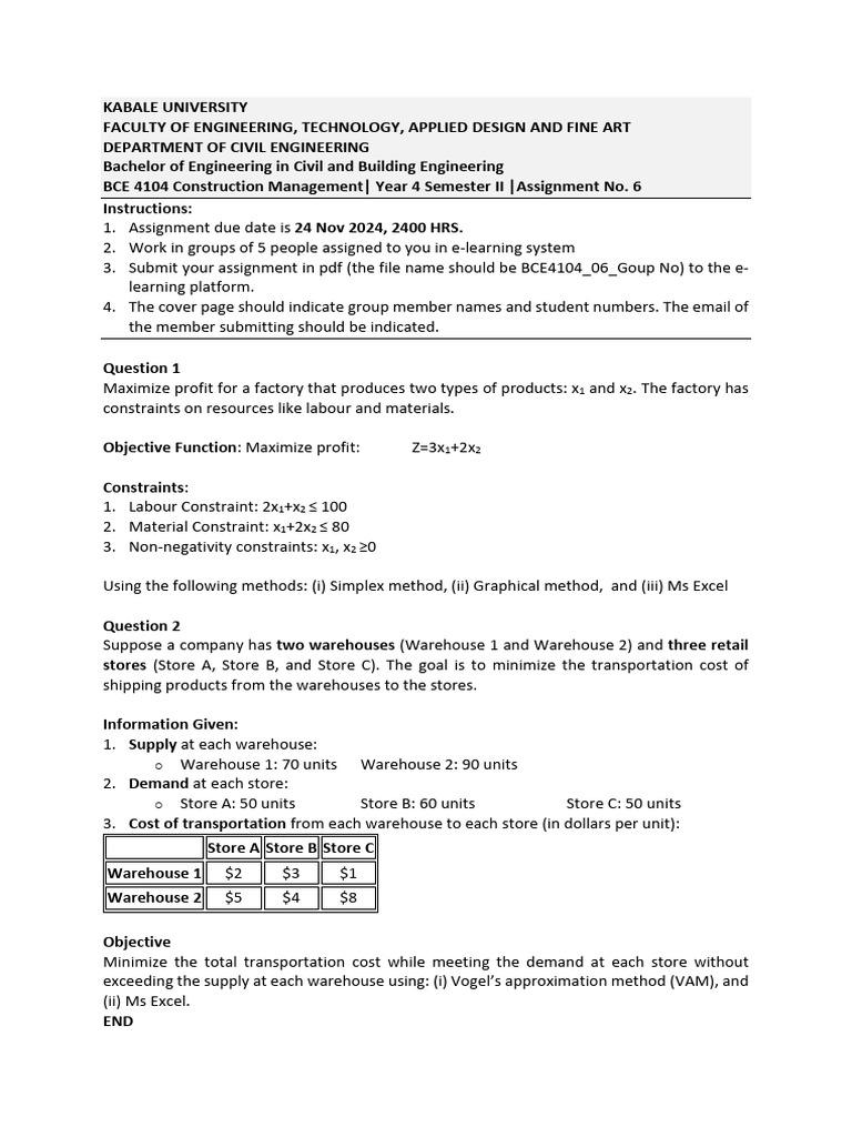 BCE 4104 - 06 - 00 Assignment No. 6 | PDF