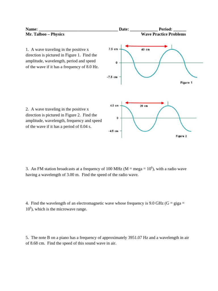 Physics Wave Practice Problems | PDF | Science & Mathematics