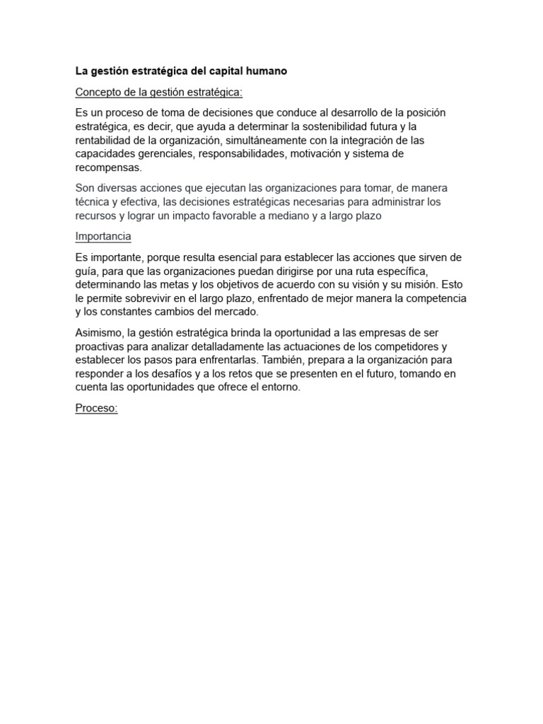 La Gestión Estratégica Del Capital Humano | PDF