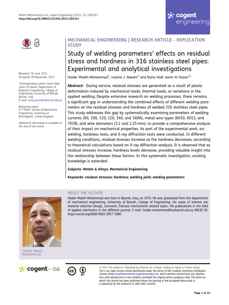Welding Parameters Impact on 316 SS Properties | PDF | Welding ...