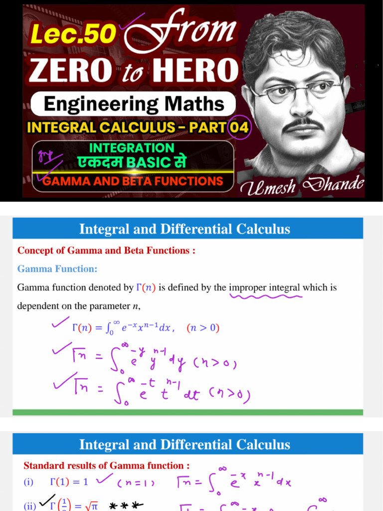 L50 Engg Maths Integral Calculus Part 04 Gamma And Beta Functions Ud
