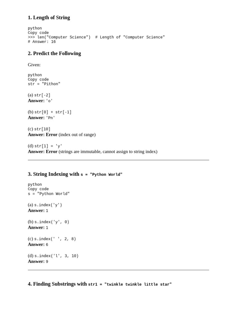 Worksheet Exercise On Strings | PDF | String (Computer Science) | Computing
