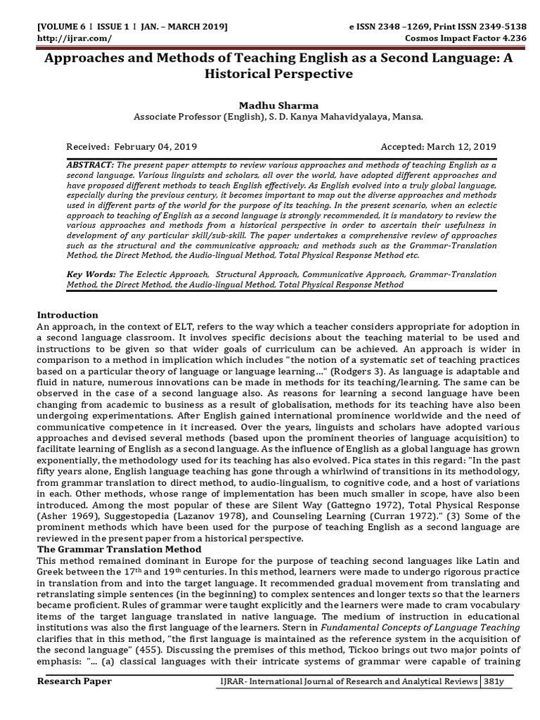 Teaching English: Historical Methods Review | PDF | Second Language ...