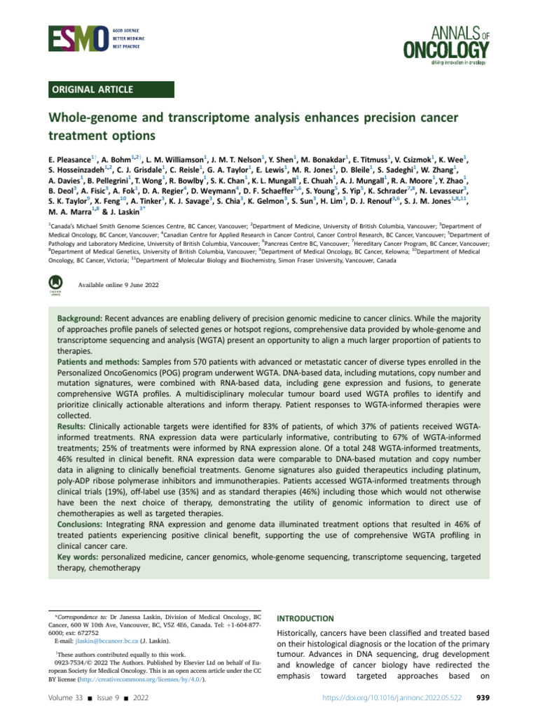 Whole Genome and Transcriptome Analysis Enhances P | PDF | Dna ...