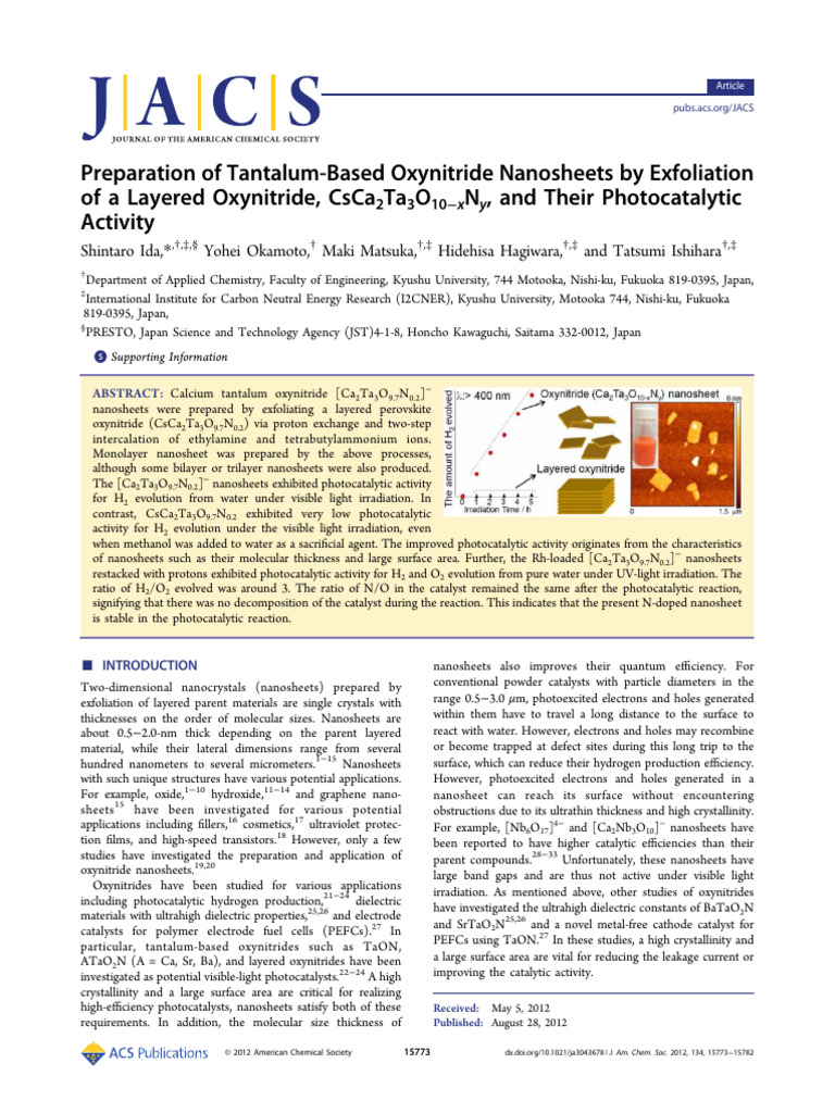 Tantalum Oxynitride Nanosheets for Photocatalysis | PDF | Microscopy ...