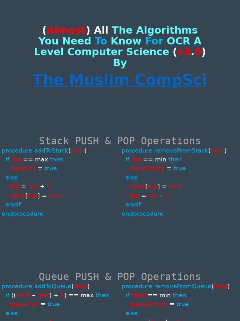 (Almost) All The Algorithms You Need To Know For OCR A Level Computer ...