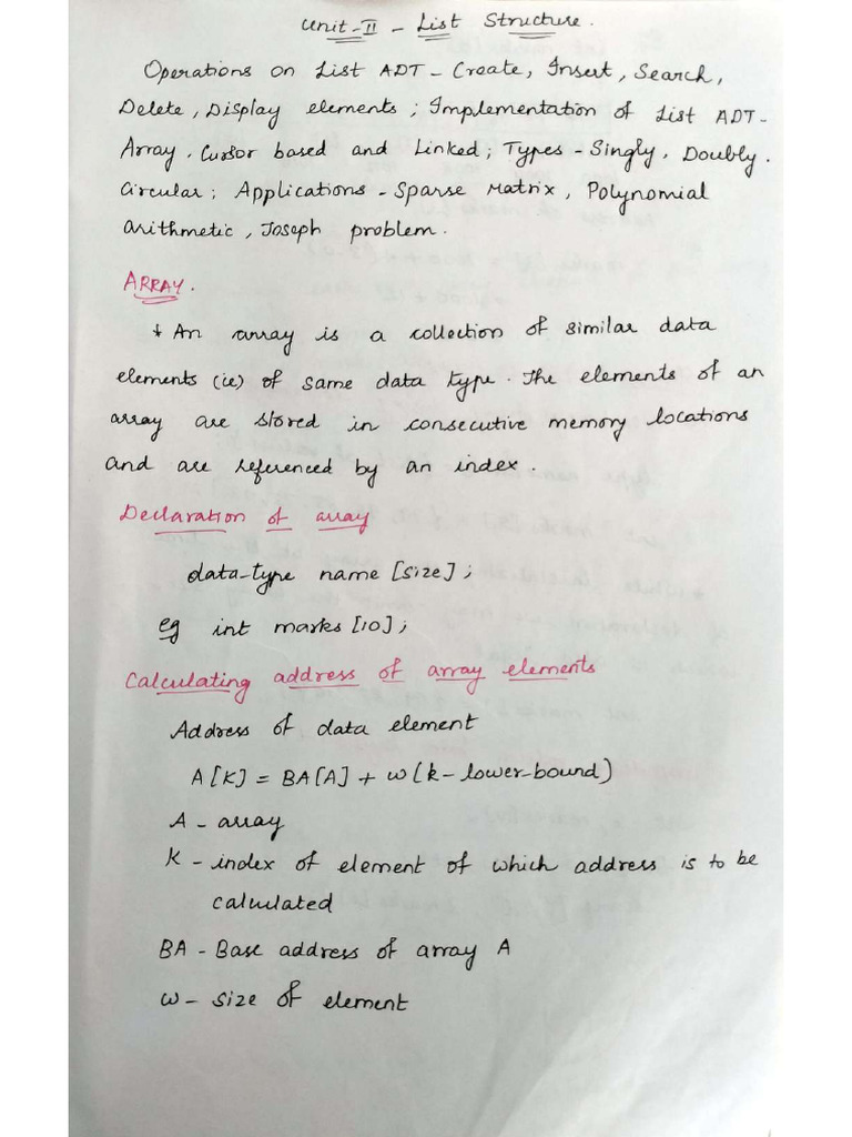 Dsa Unit 2 Notes - Compressed | PDF