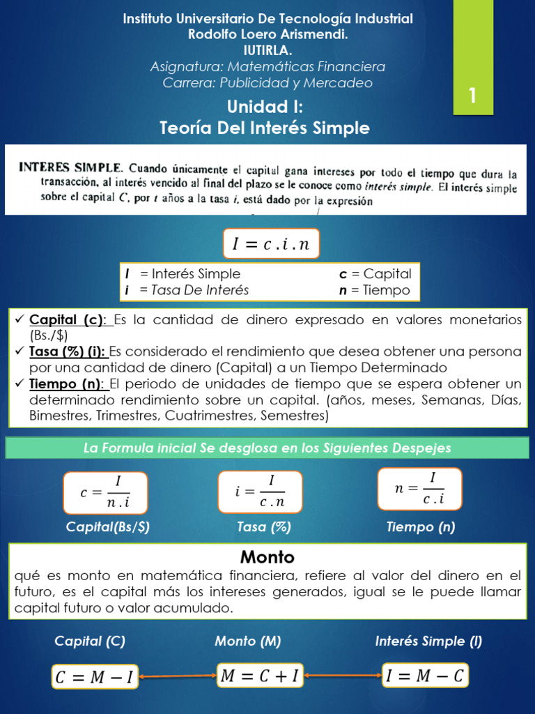 Teoría del Interés en Matemáticas Financieras | PDF | Interés ...