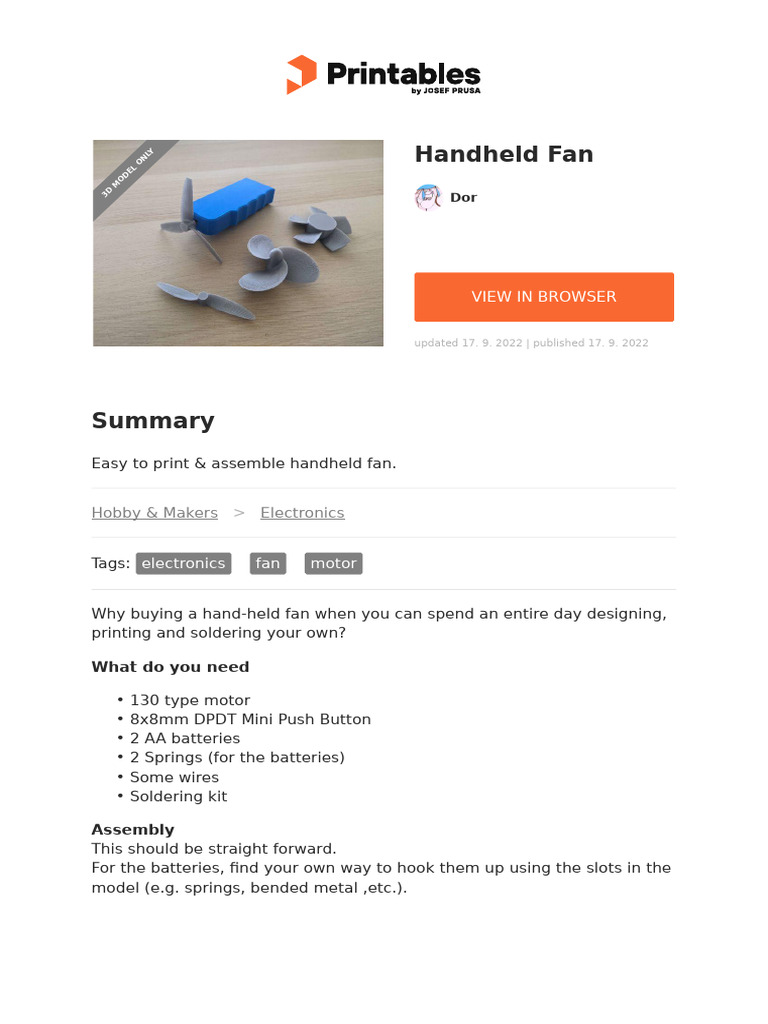 Handheld Fan | PDF | Technology & Engineering