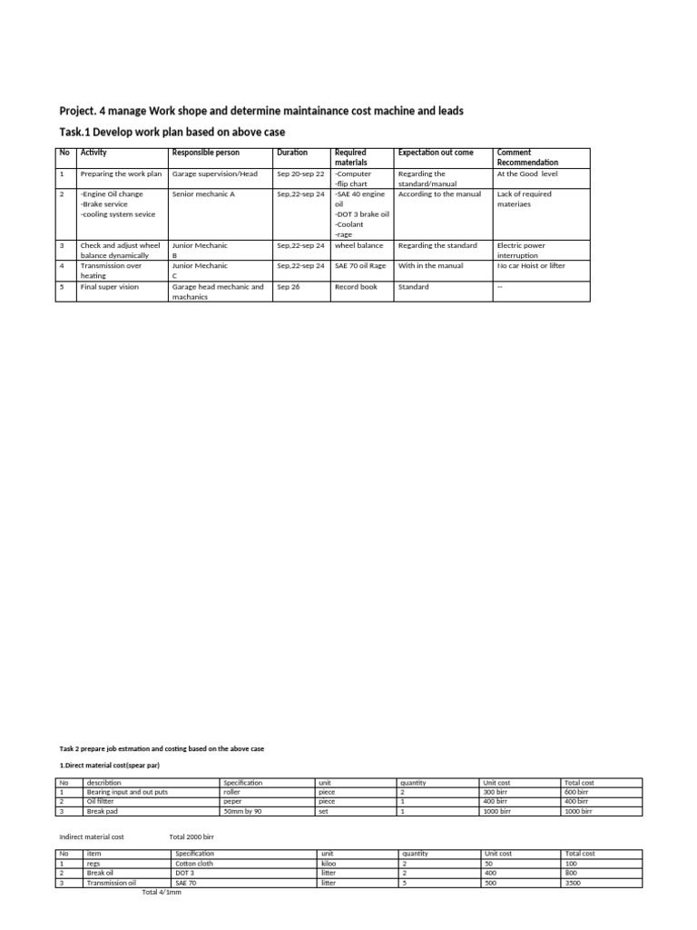 Maintenance Cost Estimation for Workshop | PDF | Mechanical Engineering