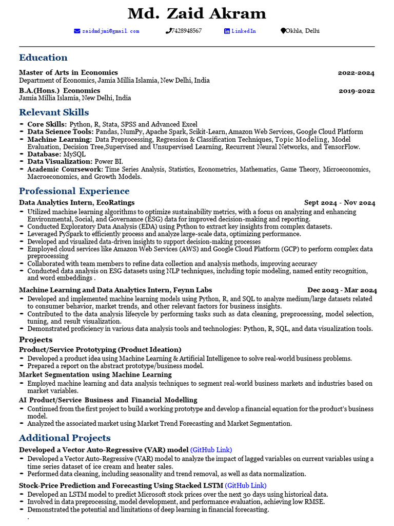 Resume 202403260147 | PDF | Machine Learning | Data Analysis