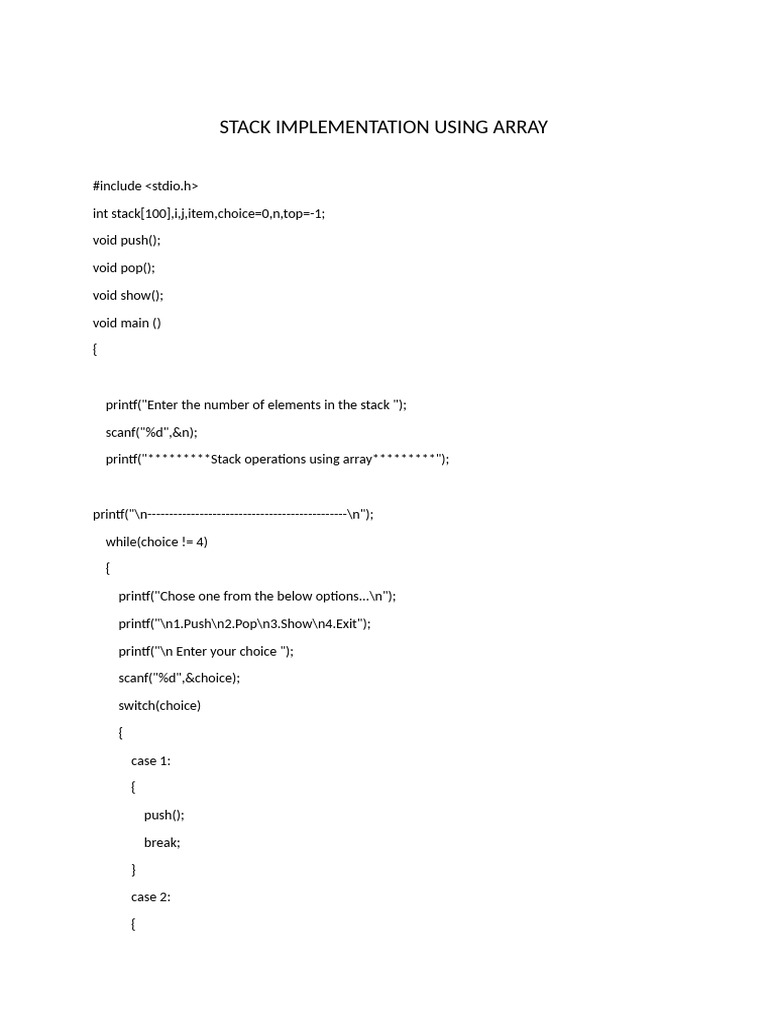 Array-Based Stack Operations | PDF