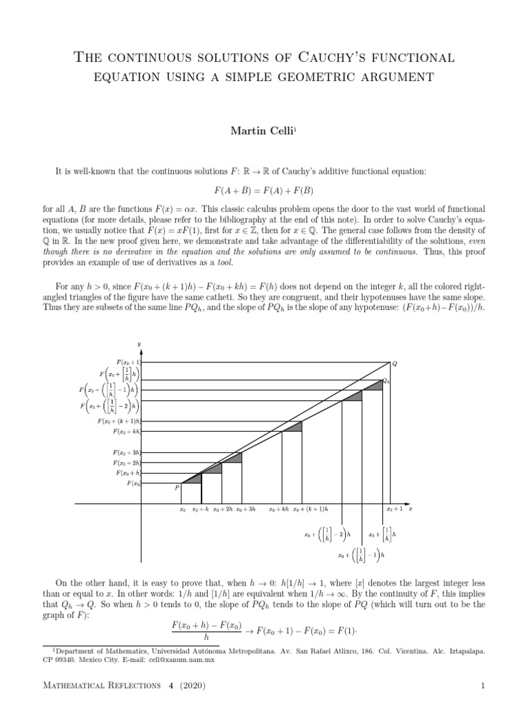 Cauchy’s Functional Equation Solutions | PDF | Equations | Derivative