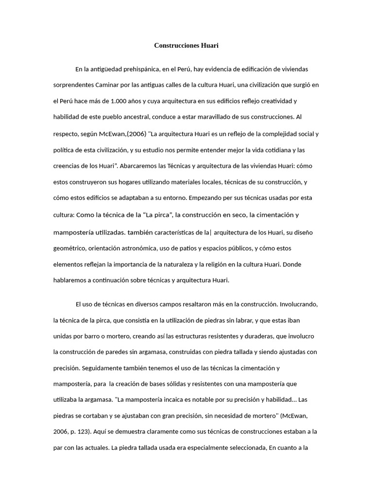 Arquitectura Huari: Técnica y Creatividad | PDF | Albañilería