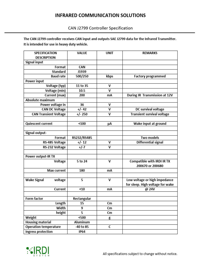 J2799 Controller for Infrared TX | PDF | Electrical Components ...